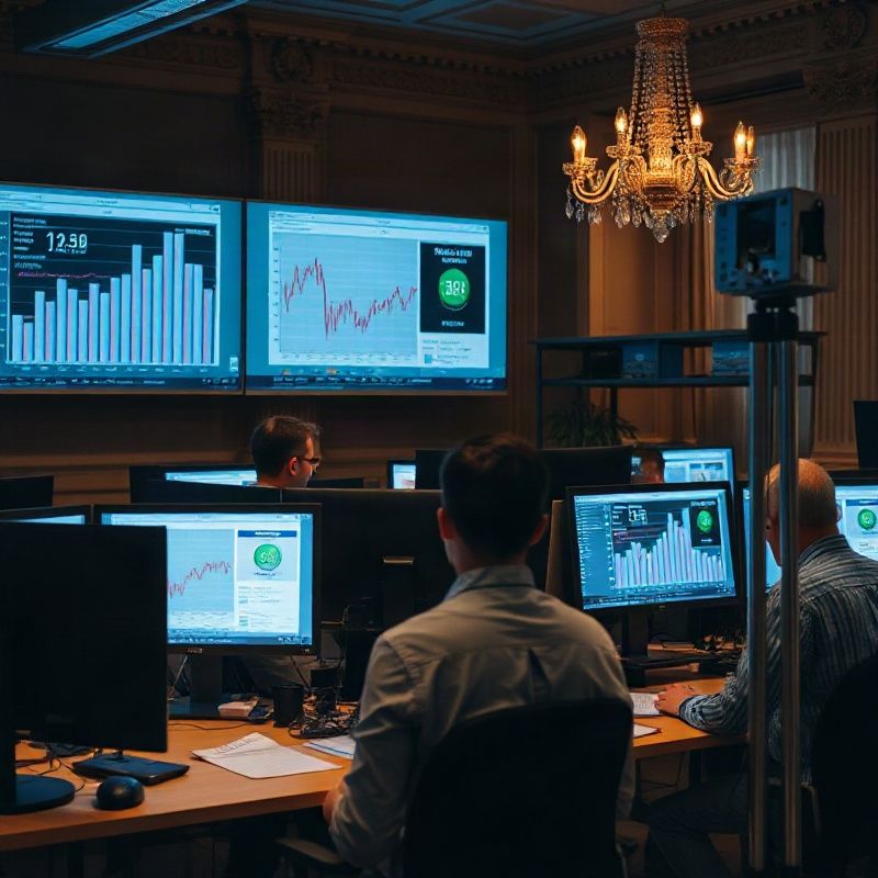 Malý redakční tým Faktadnuka pracující u monitorů s grafy